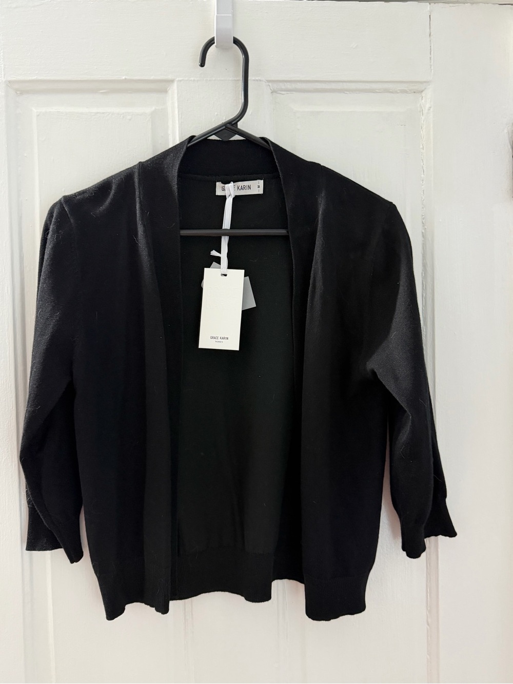 Grace Karin Black Open-Front Lightweight Women's Cardigan